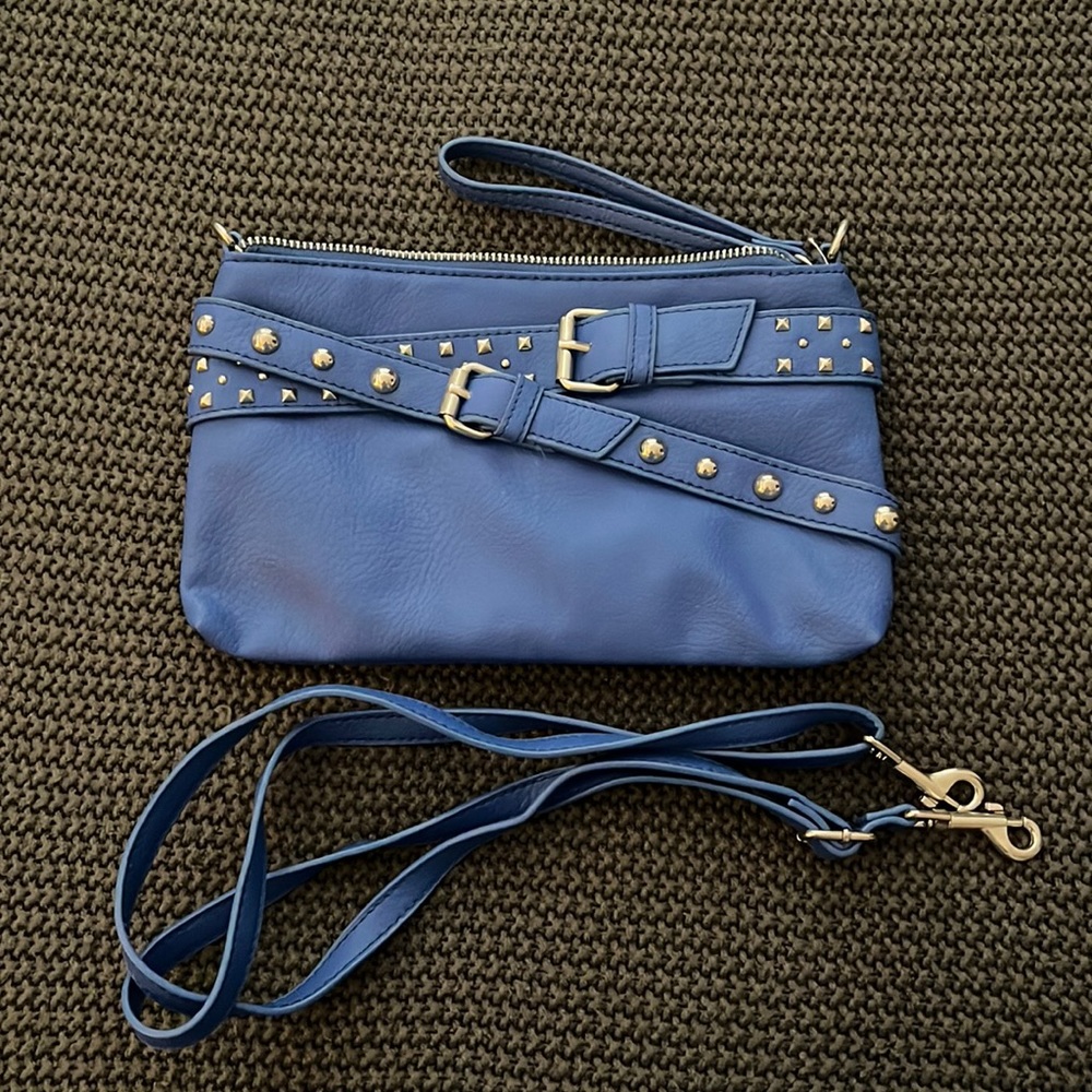 Blue Studded Target Wristlet w/ Strap